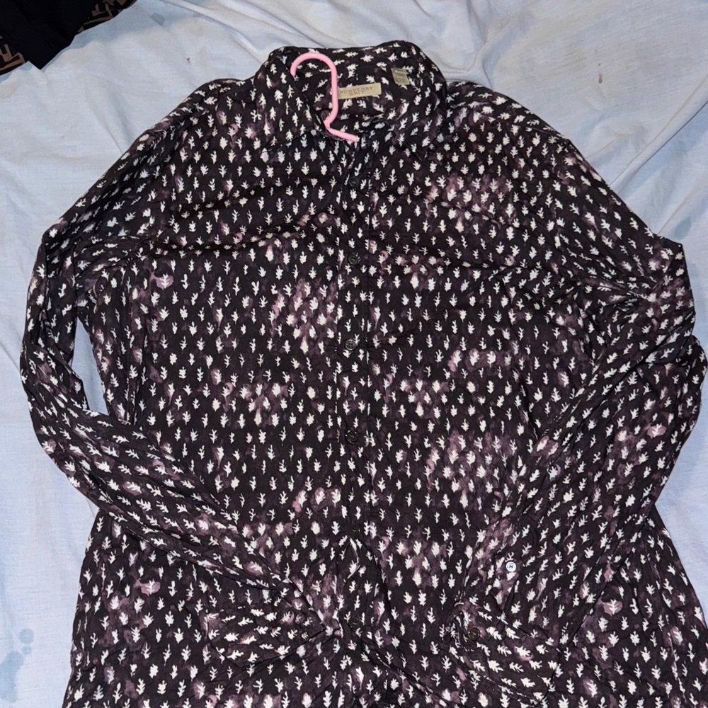 Burberry Brit dark purple and white leaf patterned Shirt